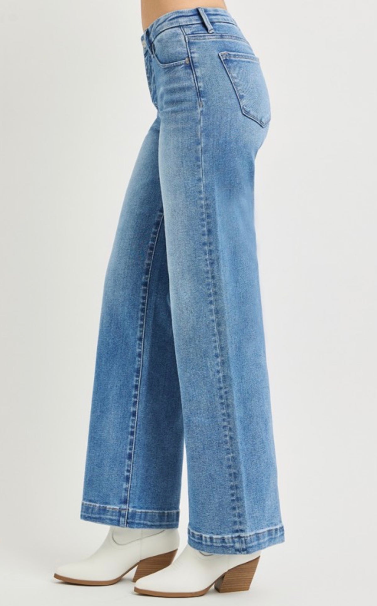 Tummy Control Mid Rise Wide Leg Jeans