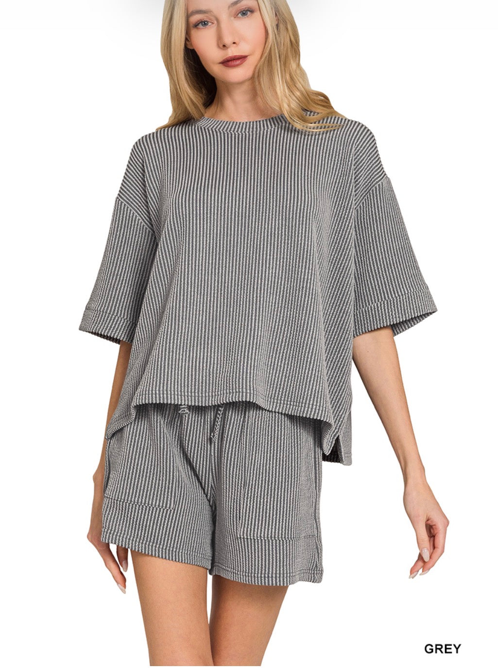 Raised Rib Short Sleeve Tee & Shorts Set