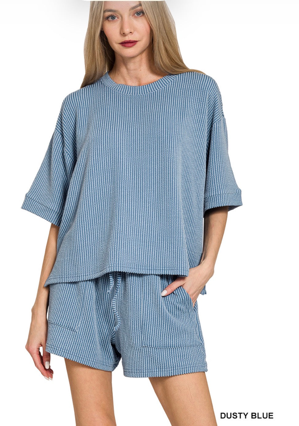 Raised Rib Short Sleeve Tee & Shorts Set