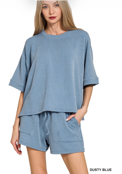 Raised Rib Short Sleeve Tee & Shorts Set