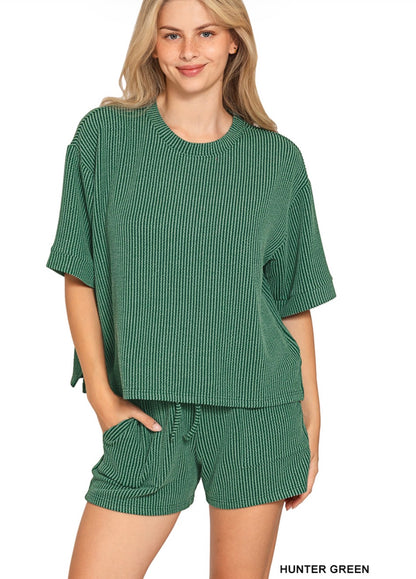 Raised Rib Short Sleeve Tee & Shorts Set