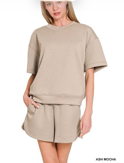 Scuba Round Neck Top & Short Set