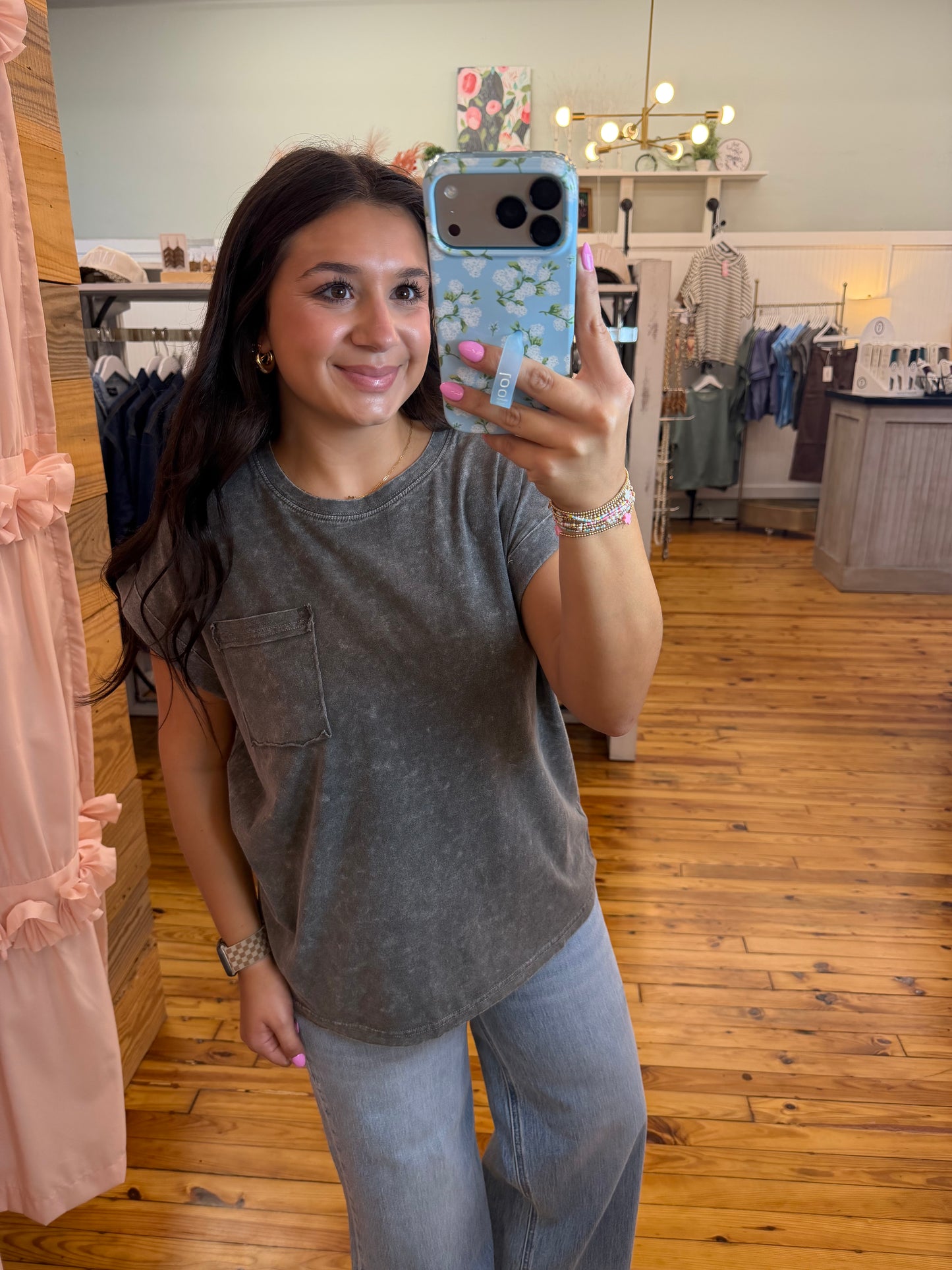 Halo Snow Washed Cuffed Short Sleeve Tee(Multiple Colors)