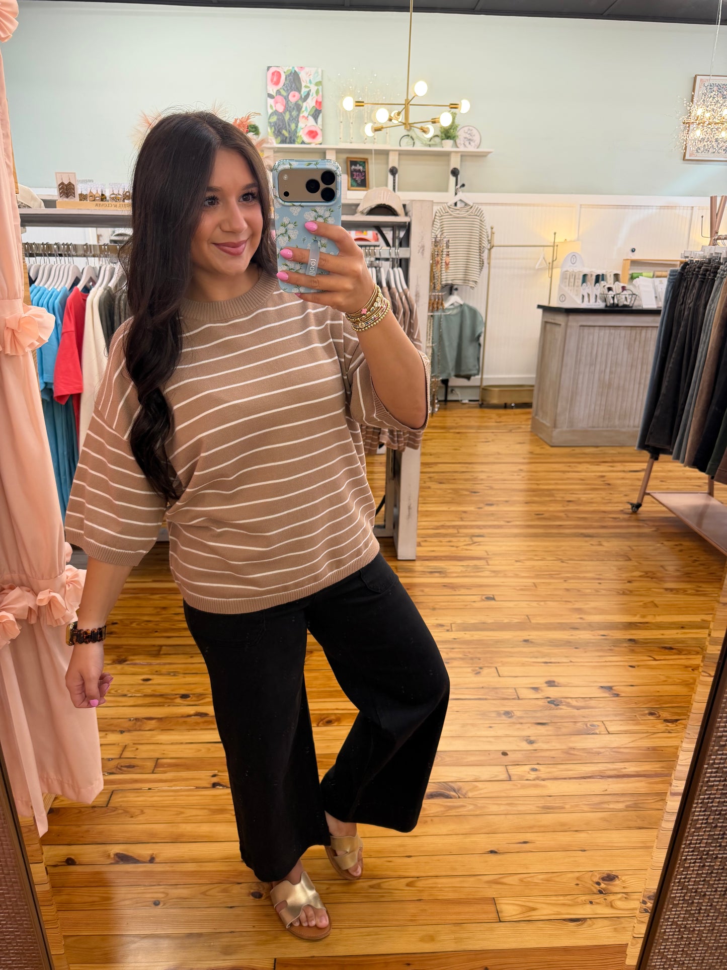 Oversized Lightweight Striped Sweater Top