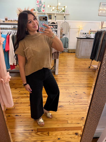 Chenille Waffle Short Sleeve Sweater