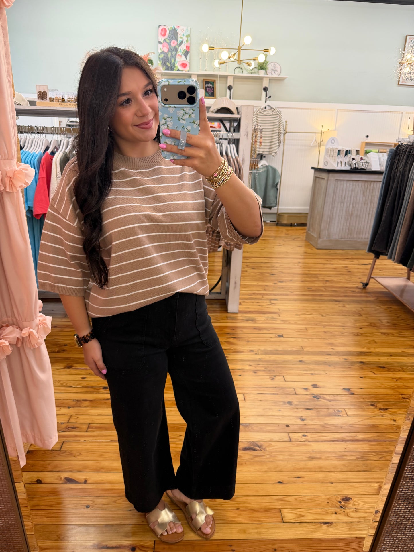 Oversized Lightweight Striped Sweater Top