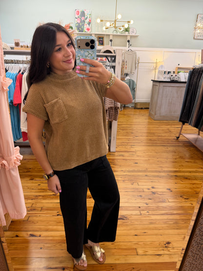 Chenille Waffle Short Sleeve Sweater
