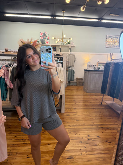 Raised Rib Short Sleeve Tee & Shorts Set