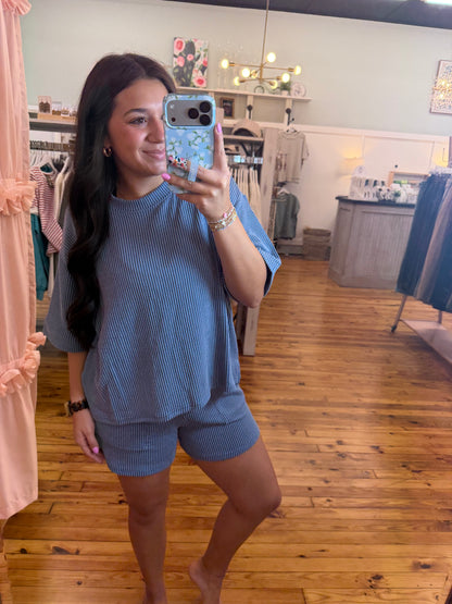 Raised Rib Short Sleeve Tee & Shorts Set