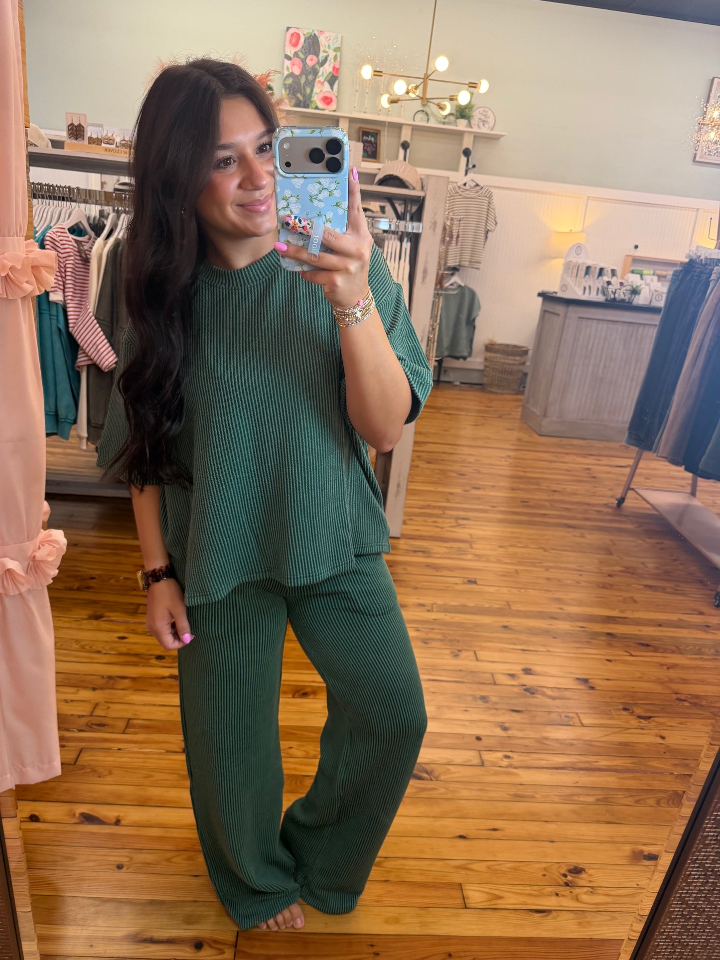 Raised Rib Short Sleeve Tee & Pants Set
