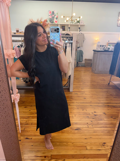 Round Neck Short Sleeve MIDI Dress(2 Colors)