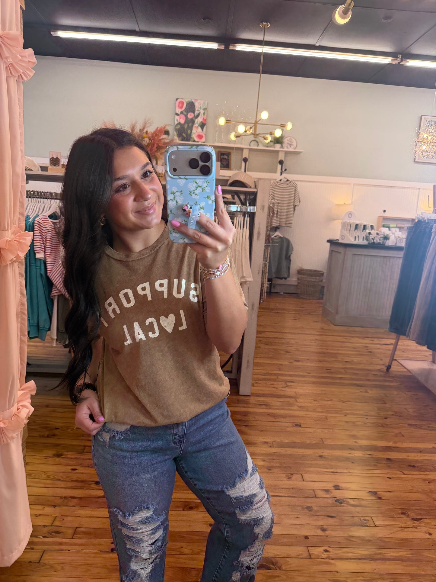 SUPPORT LOCAL Mineral Washed Graphic Top