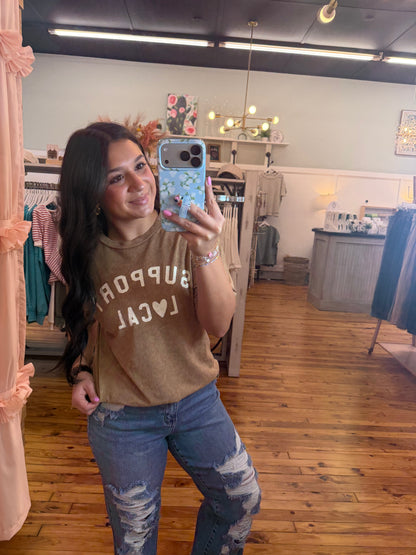 SUPPORT LOCAL Mineral Washed Graphic Top