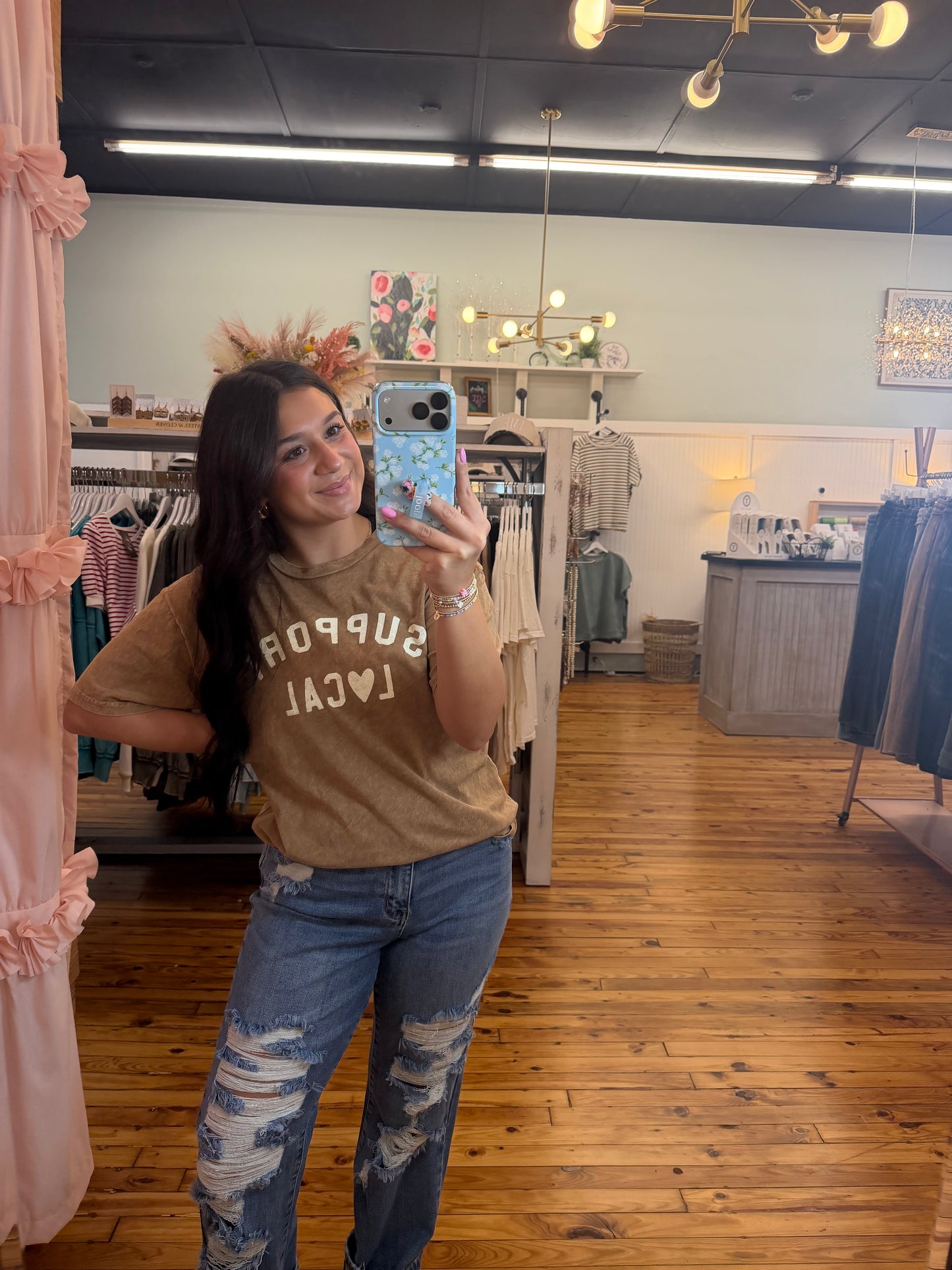 SUPPORT LOCAL Mineral Washed Graphic Top