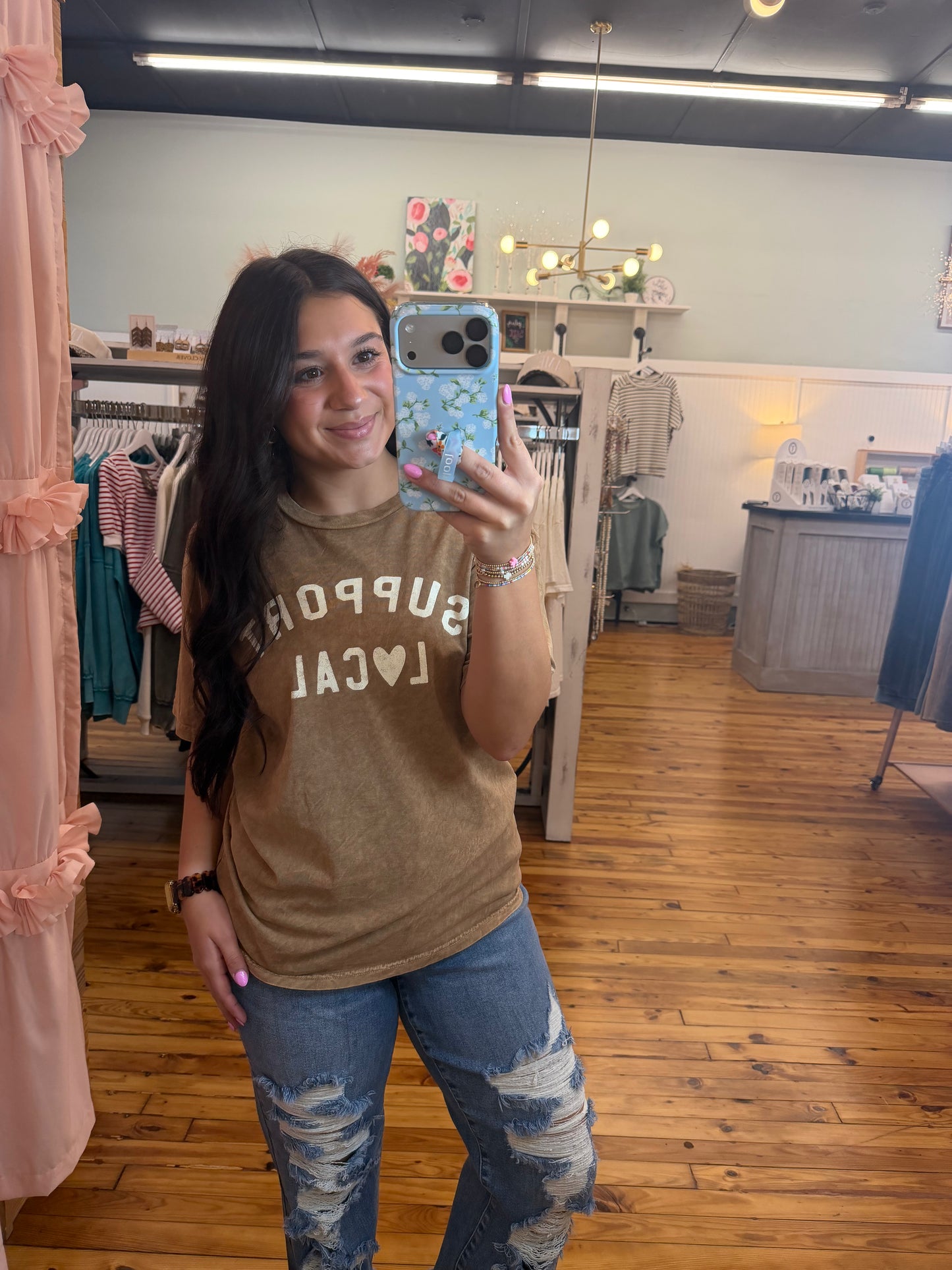 SUPPORT LOCAL Mineral Washed Graphic Top