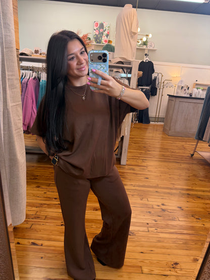 Scuba Curved Hem Top & Pants Set
