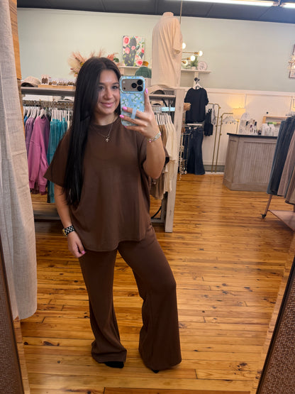 Scuba Curved Hem Top & Pants Set