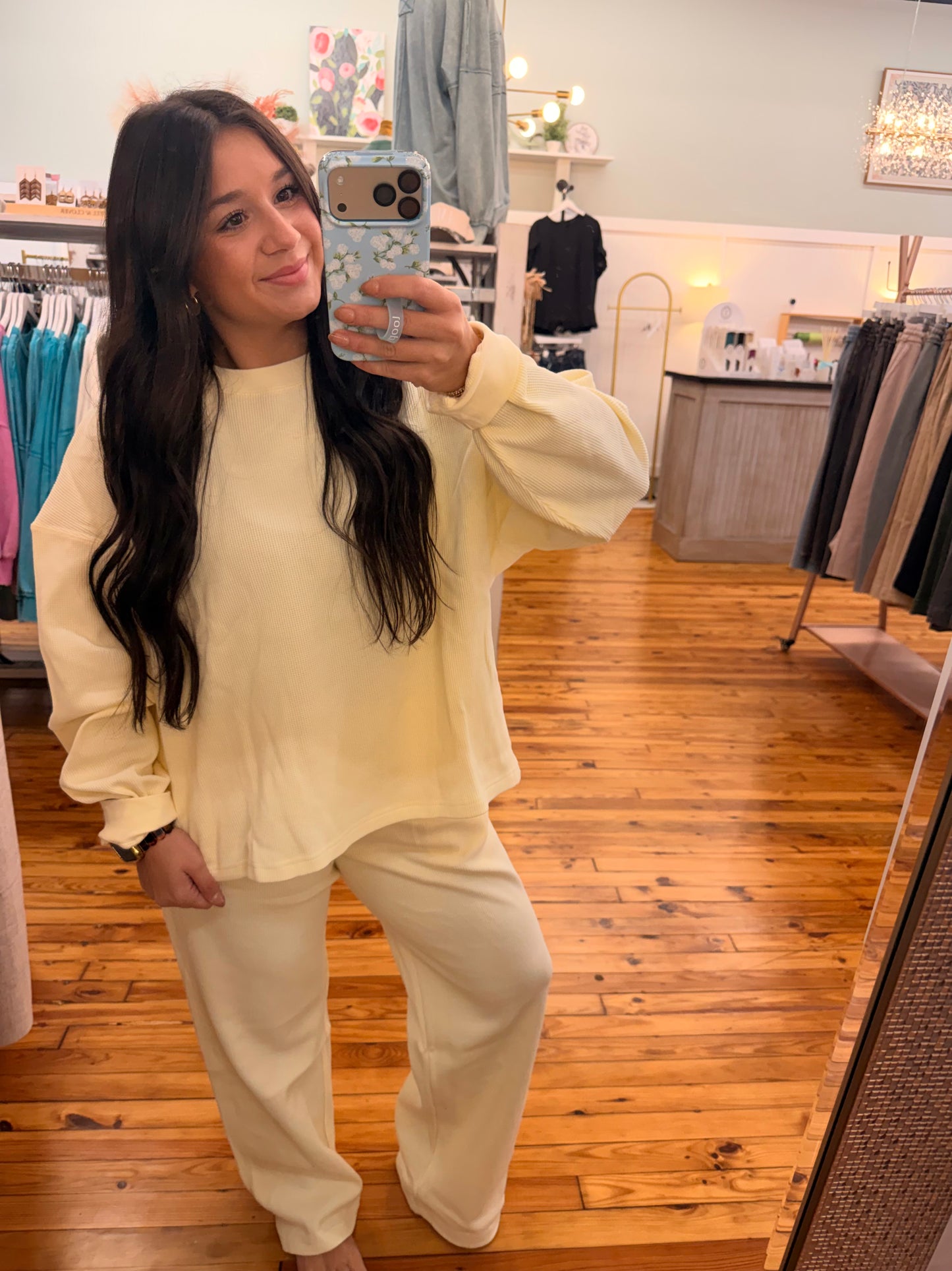 LM-WAFFLE LONGSLEEVE TOP-BUTTER