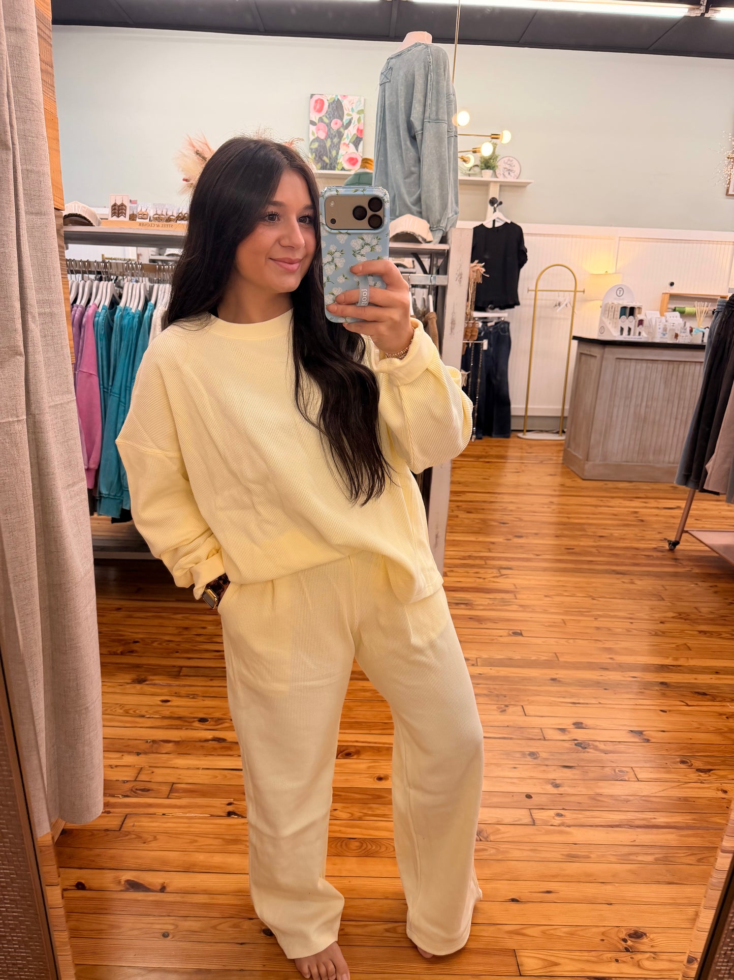 LM-WAFFLE LONGSLEEVE TOP-BUTTER