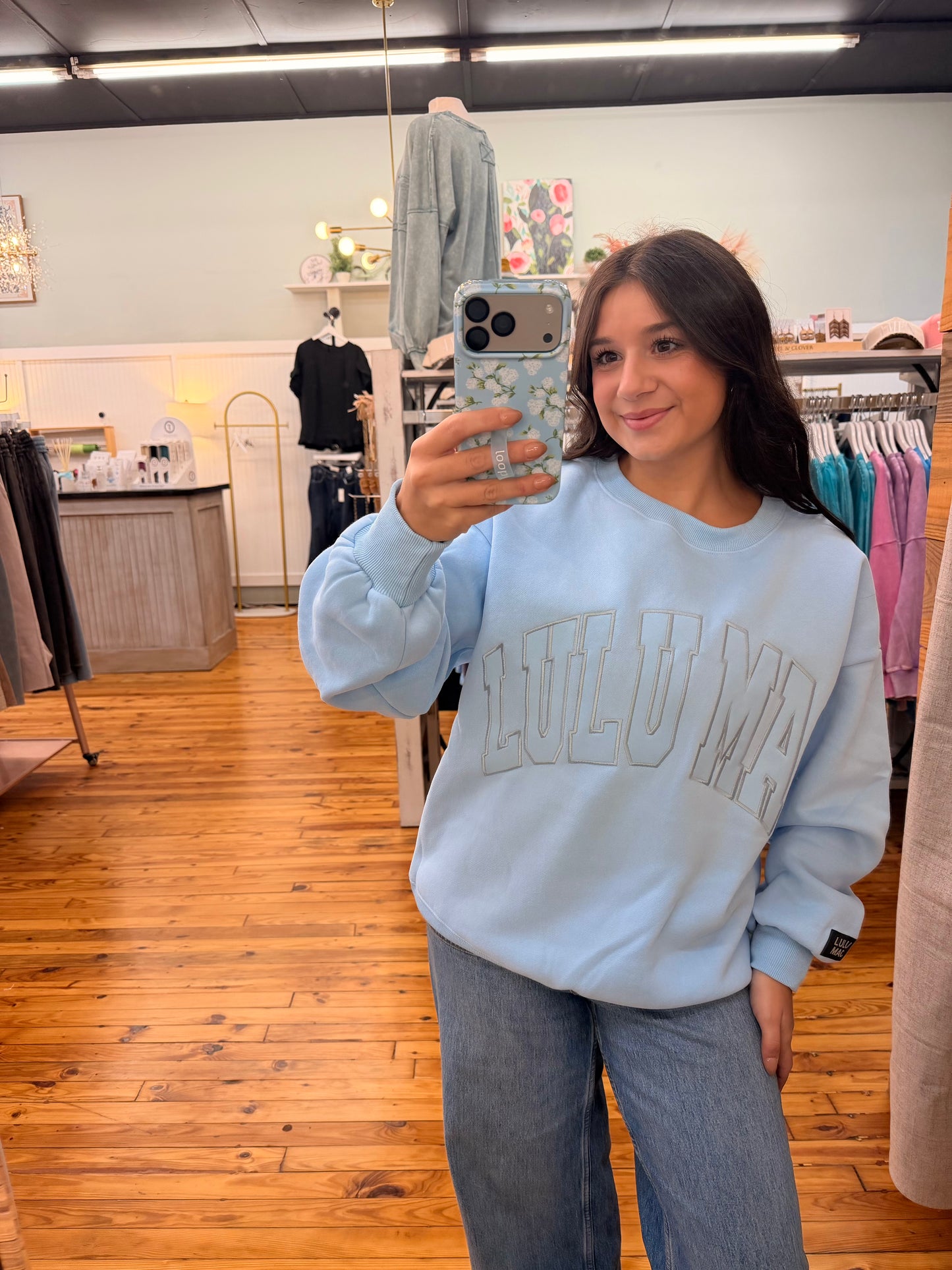 LIGHT BLUE LULU MAC CREW NECK