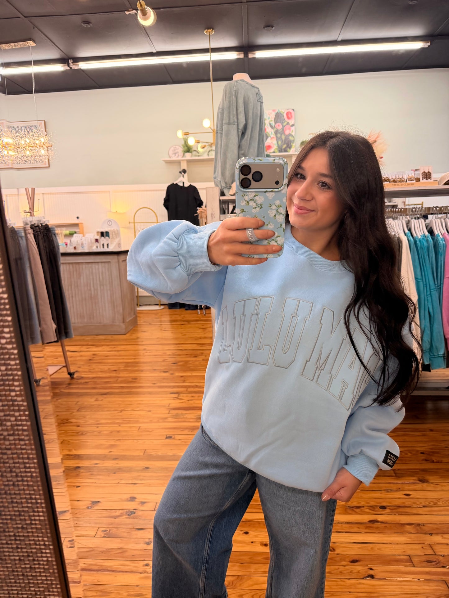 LIGHT BLUE LULU MAC CREW NECK