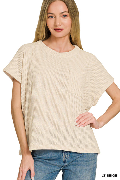 Chenille Waffle Short Sleeve Sweater