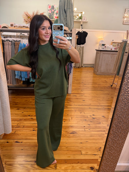 Scuba Curved Hem Top & Pants Set
