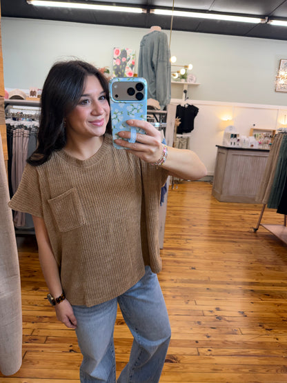 Chenille Waffle Short Sleeve Sweater