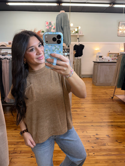 Chenille Waffle Short Sleeve Sweater