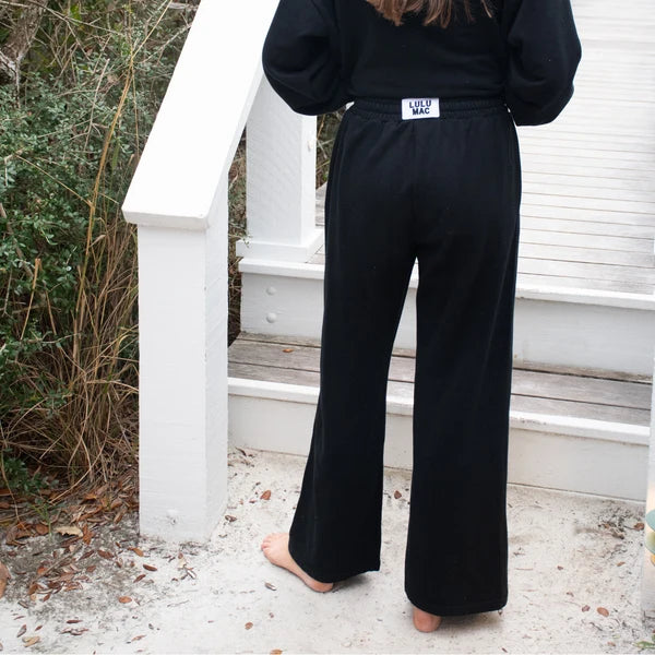 Black Terry Cloth Pants-Lulu Mac