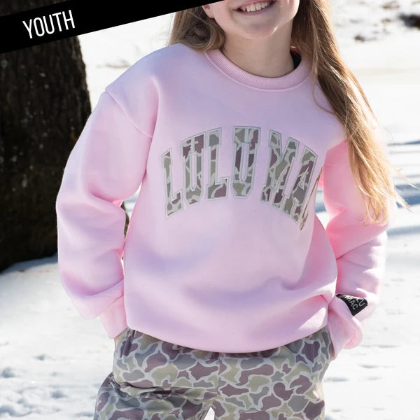 Light Pink Camo Crew-Lulu Mac Youth