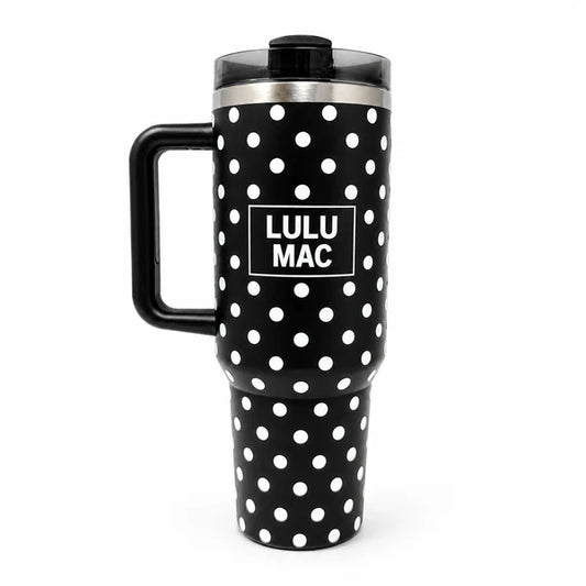 Black/White Polka Dot Tumbler- Lulu Mac