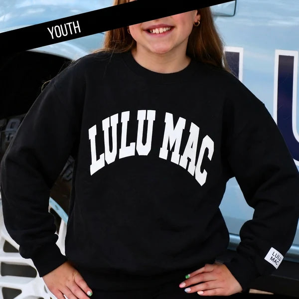 Black/White Puff Crew Neck- Youth