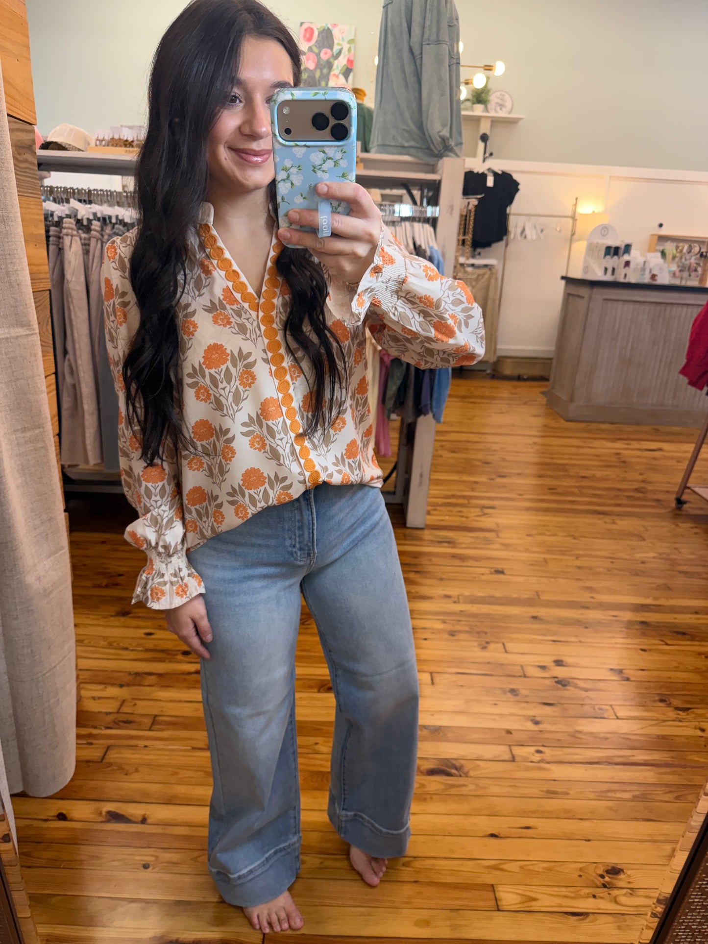 High Rise Crop Wide Jeans-Stretchy- Risen