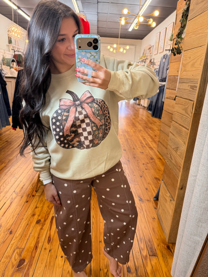 Polka Dot Print Barrel Casual Jeans