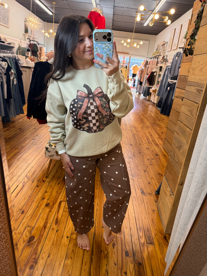 Polka Dot Print Barrel Casual Jeans