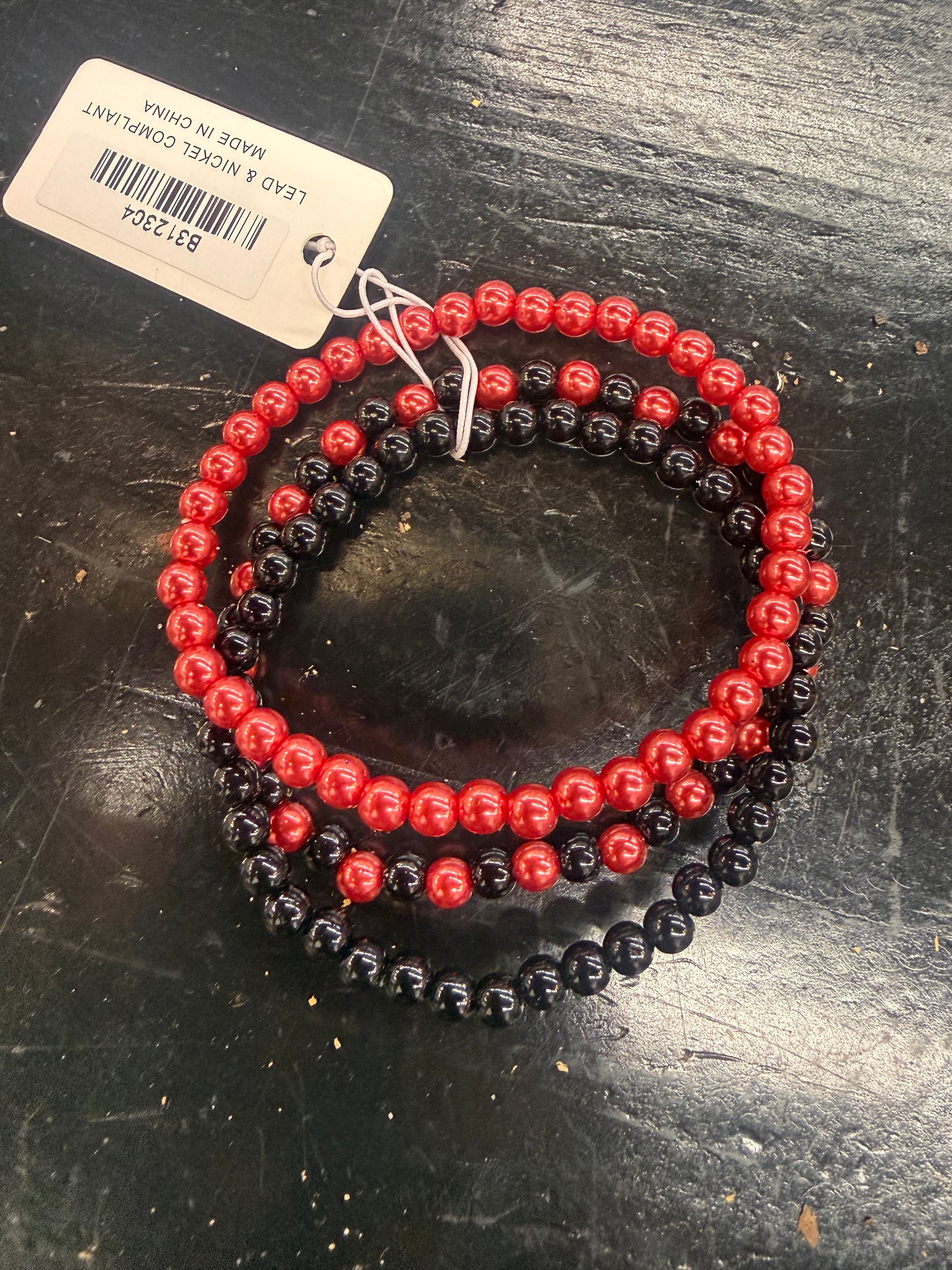 Set of 3 Red & Black Bracelet Set