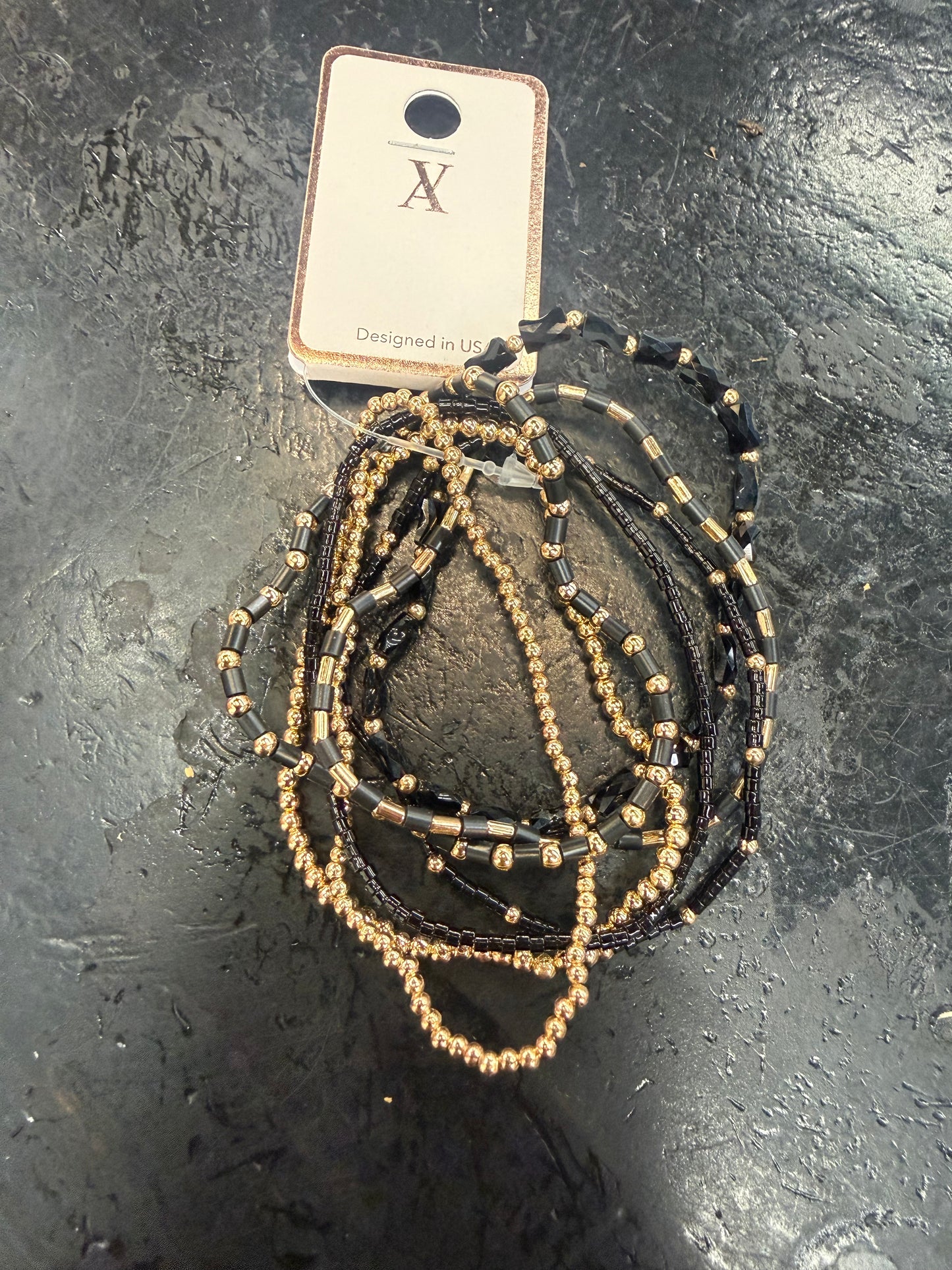 Black & Gold Bracelet Stack