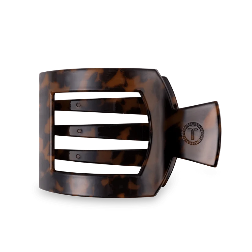Tortoise Flat Square Hair Clip- Large