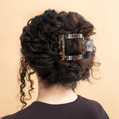 Tortoise Flat Square Hair Clip- Large