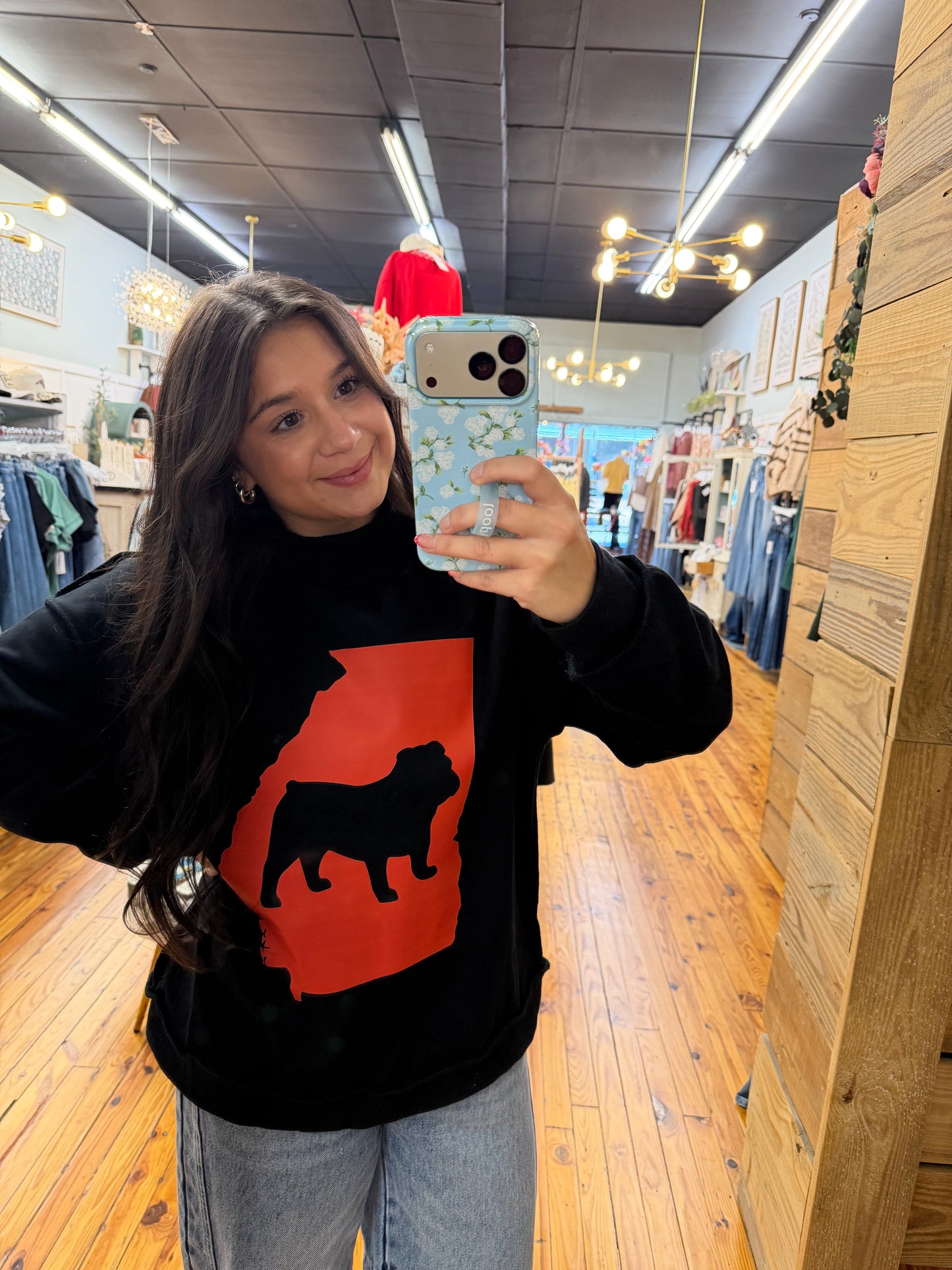Black Bulldog Mock Neck
