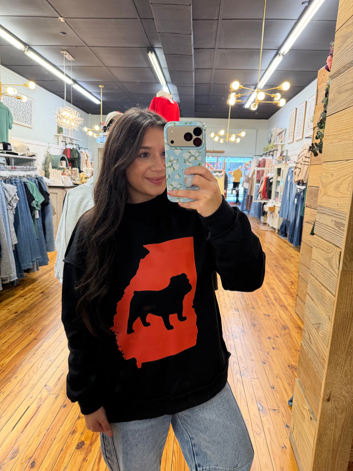 Black Bulldog Mock Neck
