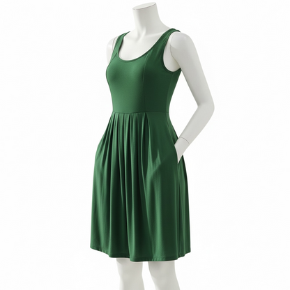 SALE! Spring DOORBUSTER! Women’s Pleated Sleeveless Dress with Pockets (S-XL)(3 Colors)