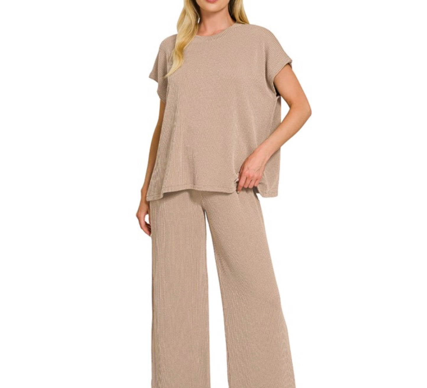 Raised Rib Relaxed Top & Pants Set