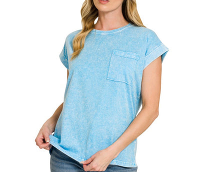 Halo Snow Washed Cuffed Short Sleeve Tee