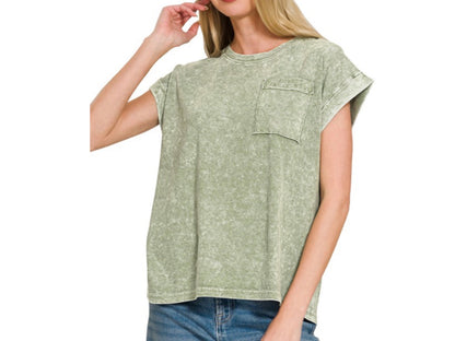 Halo Snow Washed Cuffed Short Sleeve Tee