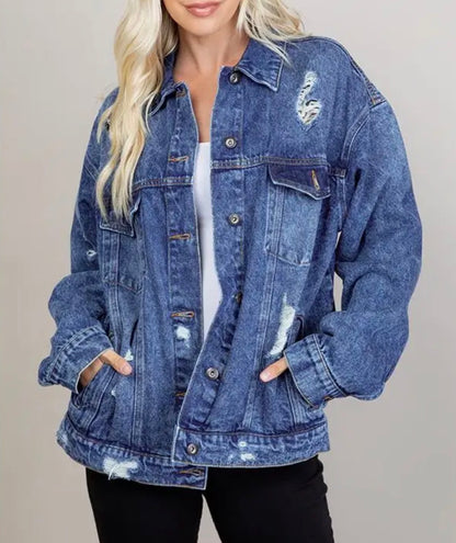 Destroyed Oversized Denim Jacket