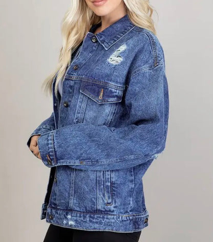 Destroyed Oversized Denim Jacket
