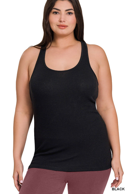 SALE! PLUS STRETCHY RIBBED KNIT RACERBACK TANK (1X-3X)(multiple color options)