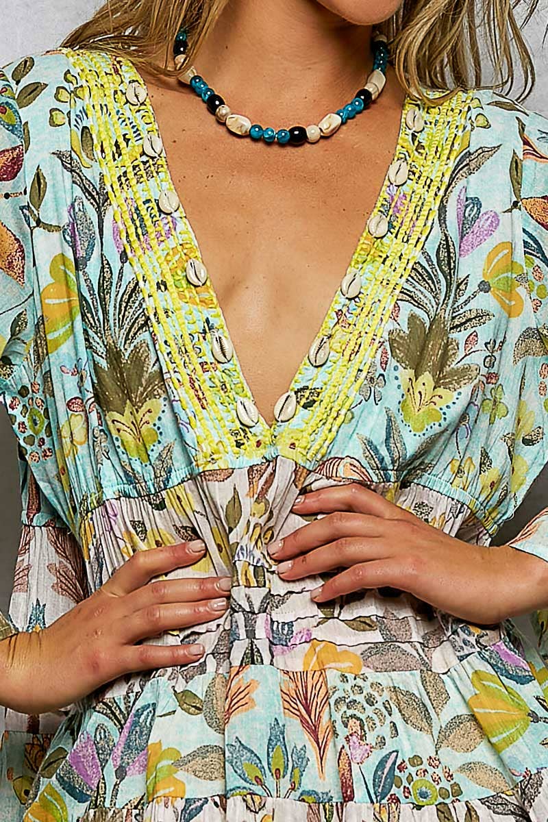 V-neck Woven Dress🐚 (S-L)(RUNS BIG)